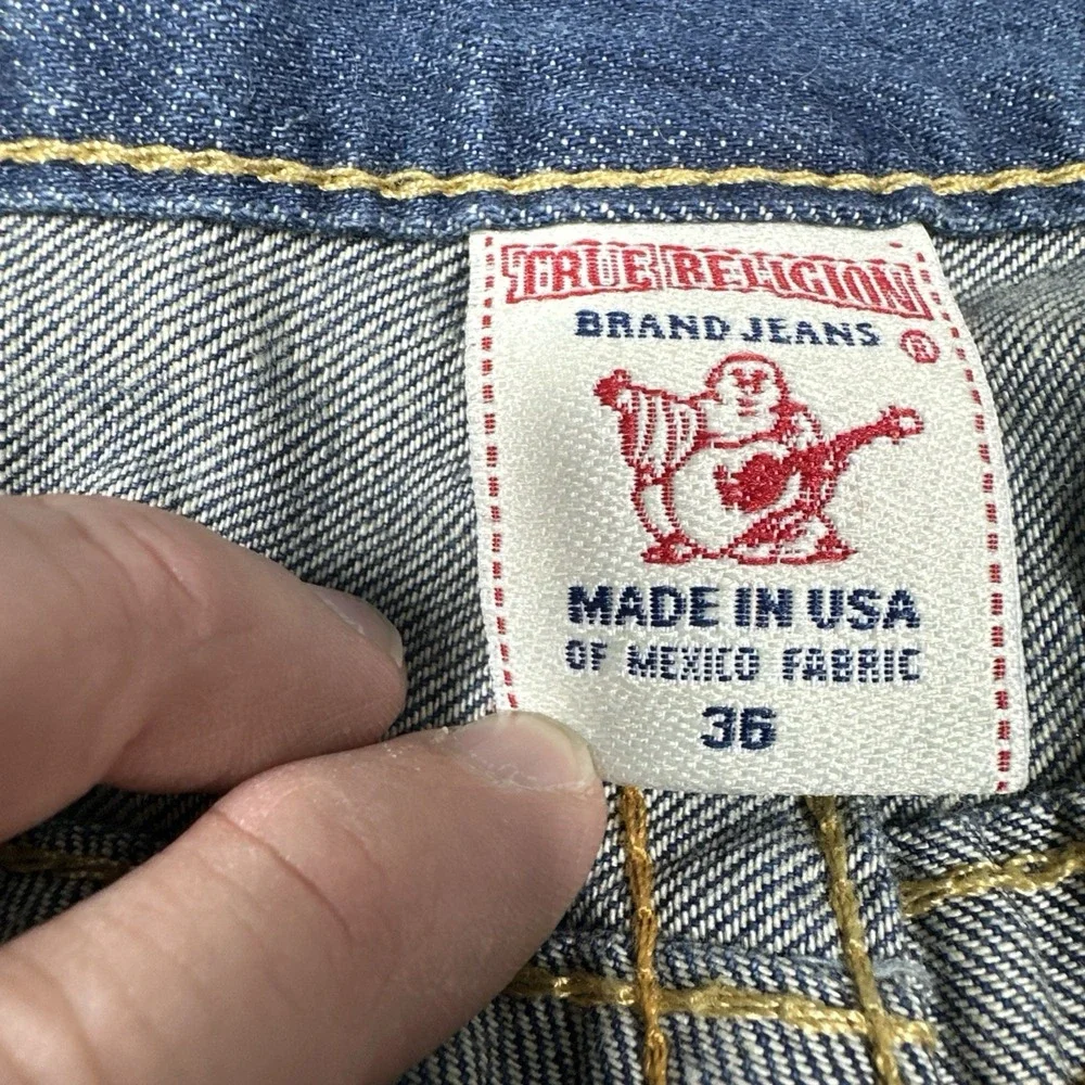True Religion Men's Boot Cut Jeans Size 36(Fit 37x32) Medium Wash Fade Made USA